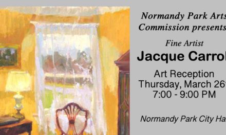 Normandy Park Arts Commission’s Reception for Jacqueline Carroll will be Mar. 26