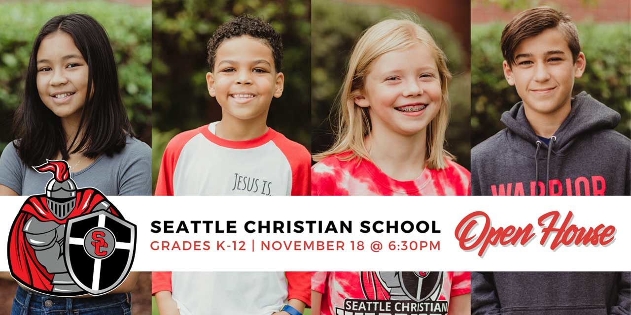 Discover Seattle Christian School at in person Open House for grades K -12 Thurs., Nov. 18